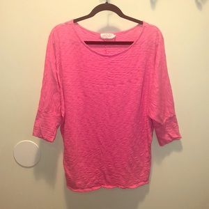 Velvet hot pink 3/4 sleeve cotton slub tee